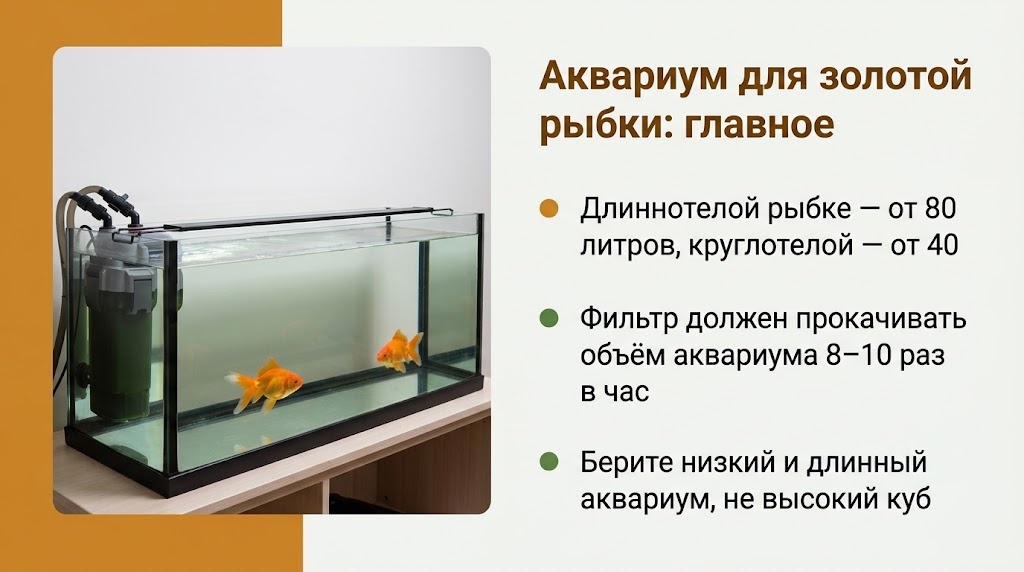 Аквариум для золотой рыбки: главное