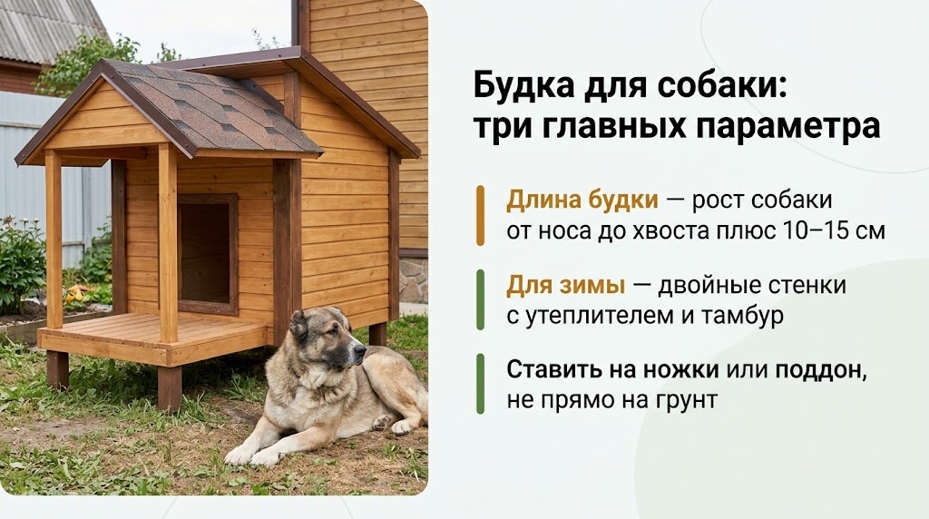Будка для собаки: три главных параметра