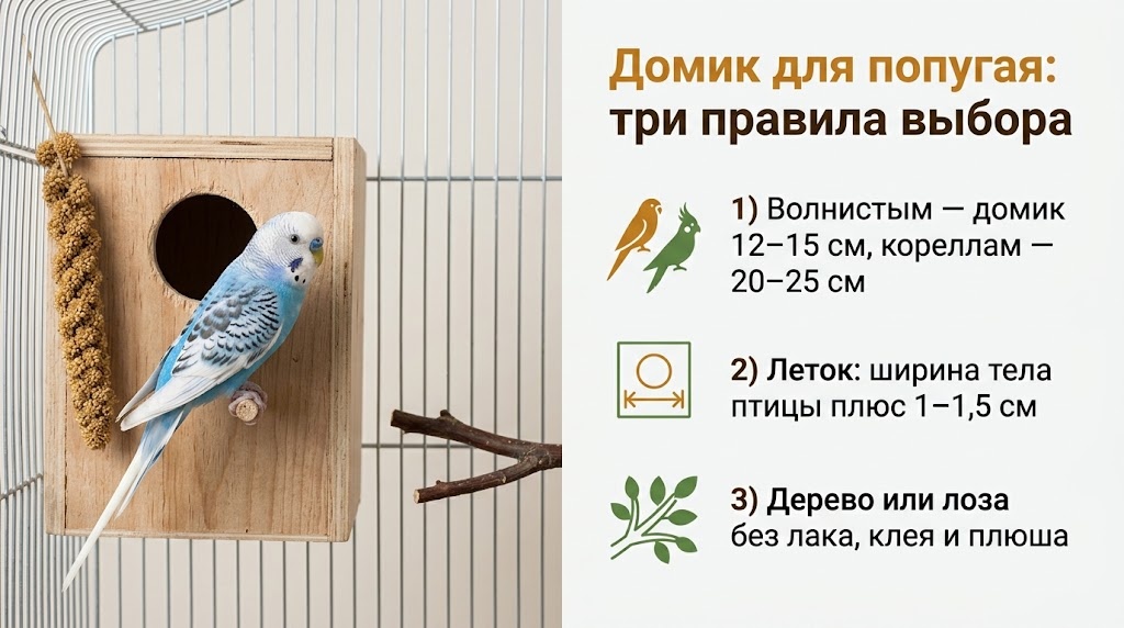 Домик для попугая: три правила выбора
