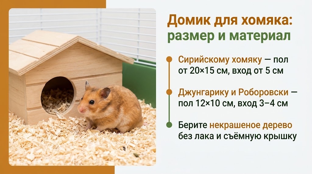 Домик для хомяка: размер и материал
