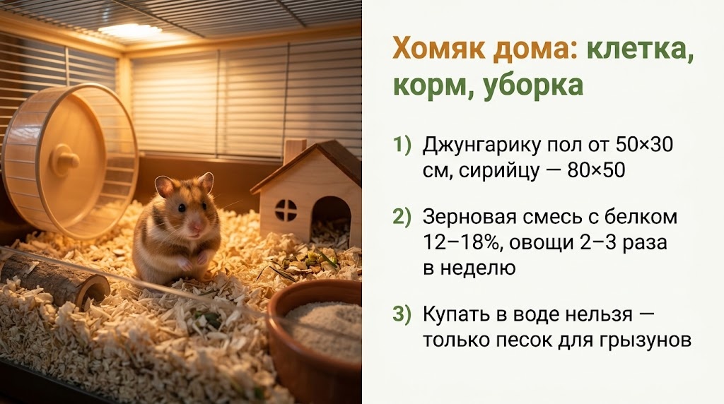 Хомяк дома: клетка, корм, уборка