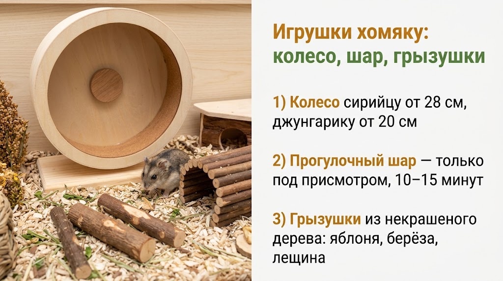 Игрушки хомяку: колесо, шар, грызушки