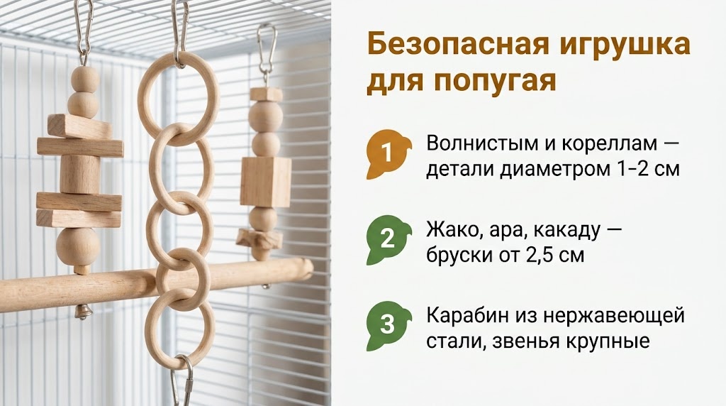 Безопасная игрушка для попугая