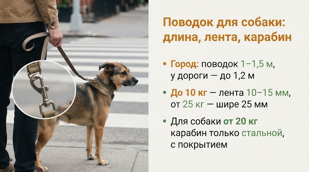 Поводок для собаки: длина, лента, карабин
