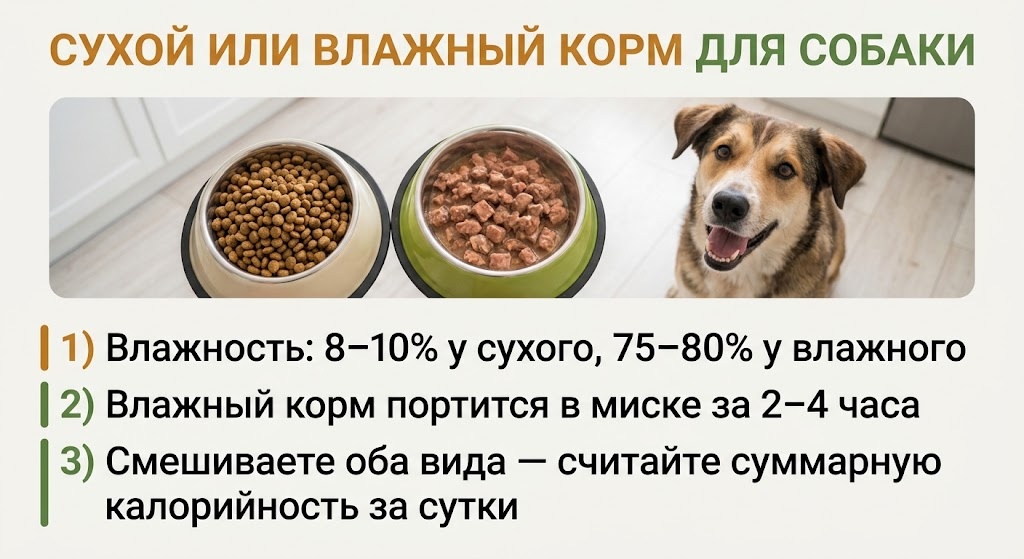 Сухой или влажный корм для собаки